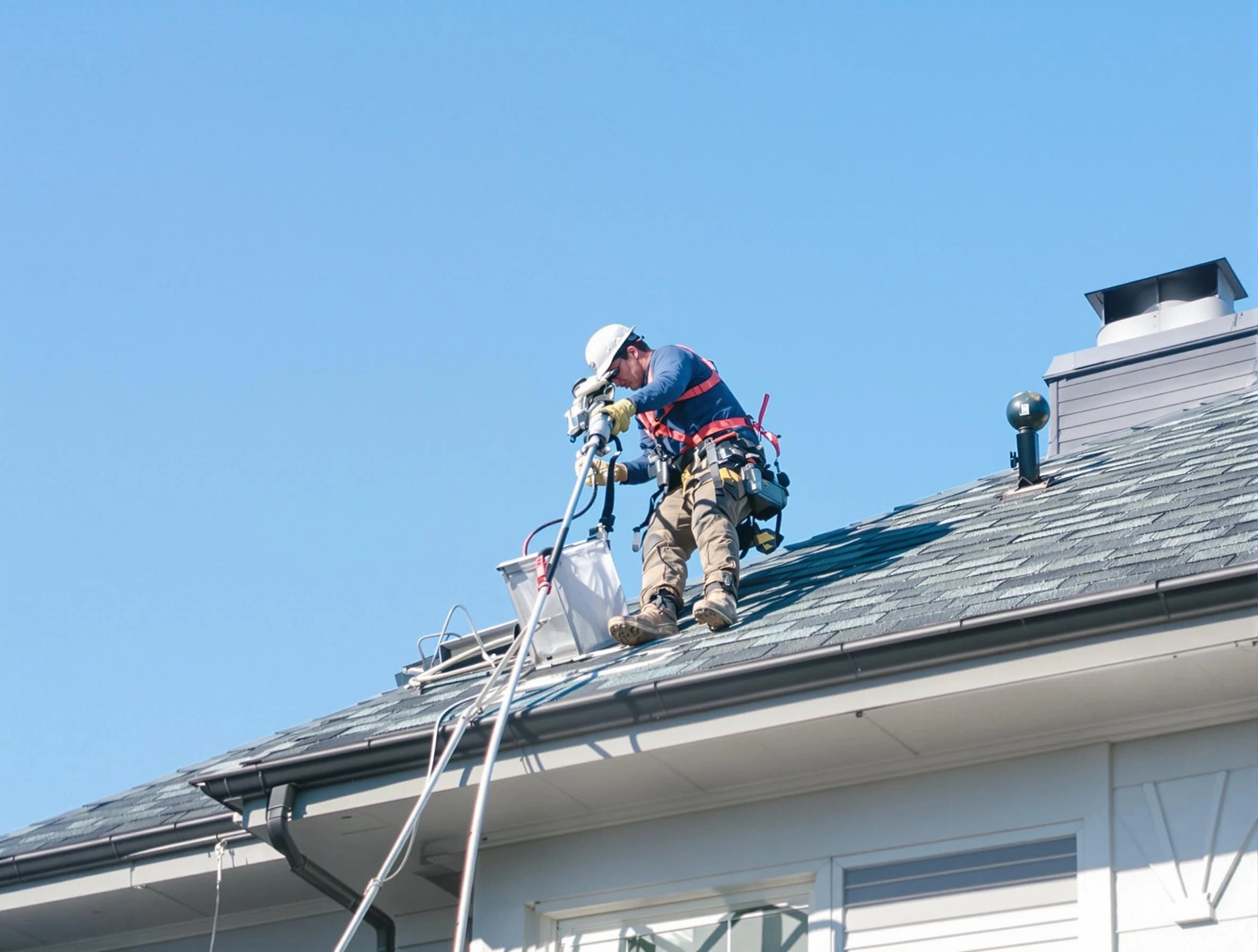 Paradise Valley Dryer Vent Cleaning certified technician cleaning a roof-mounted dryer vent system in Paradise Valley