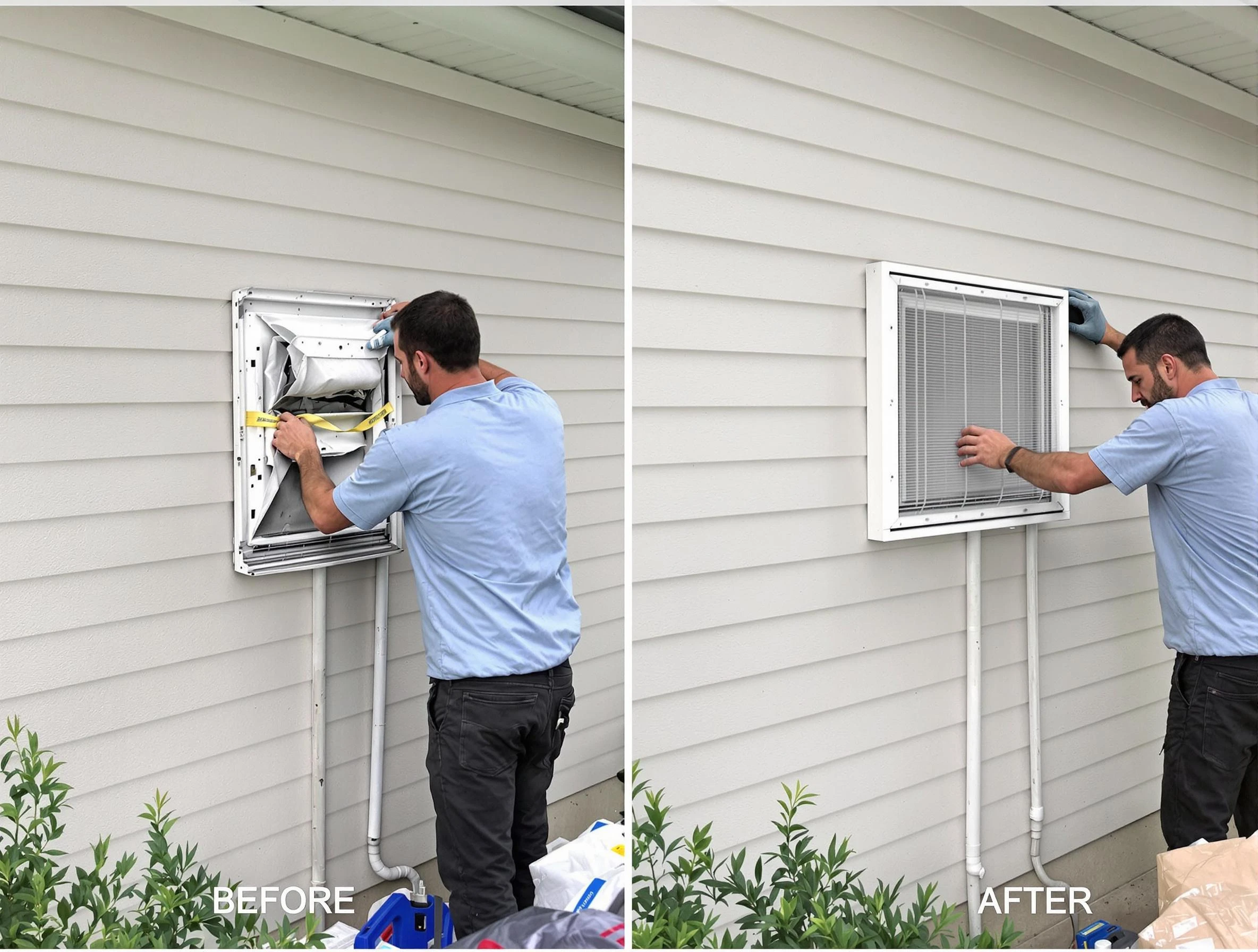 Paradise Valley Dryer Vent Cleaning technician installing high-quality dryer vent cover at a residential property in Paradise Valley